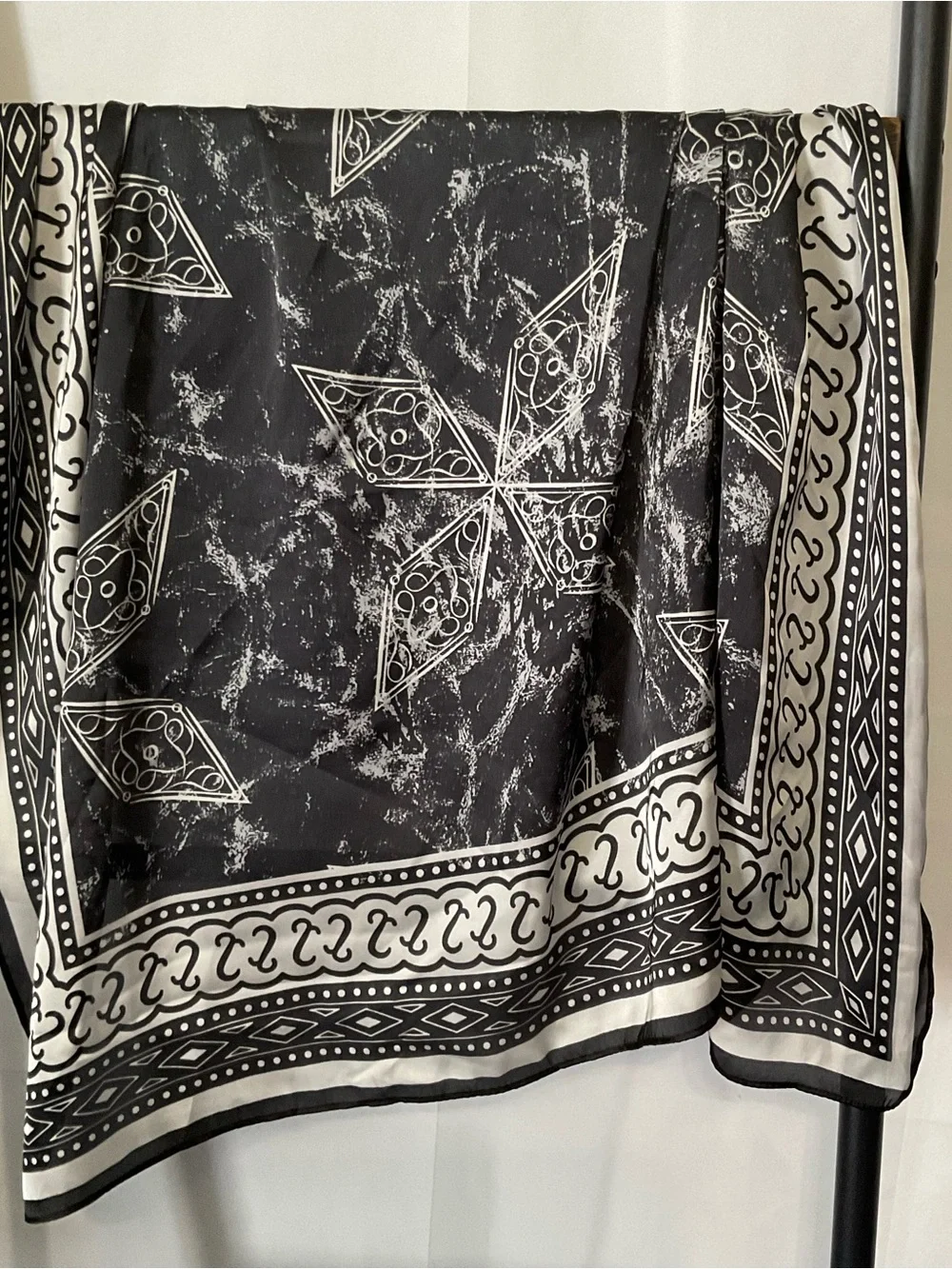 Elizabeth and James Black and White Geometric Bandana Scarf